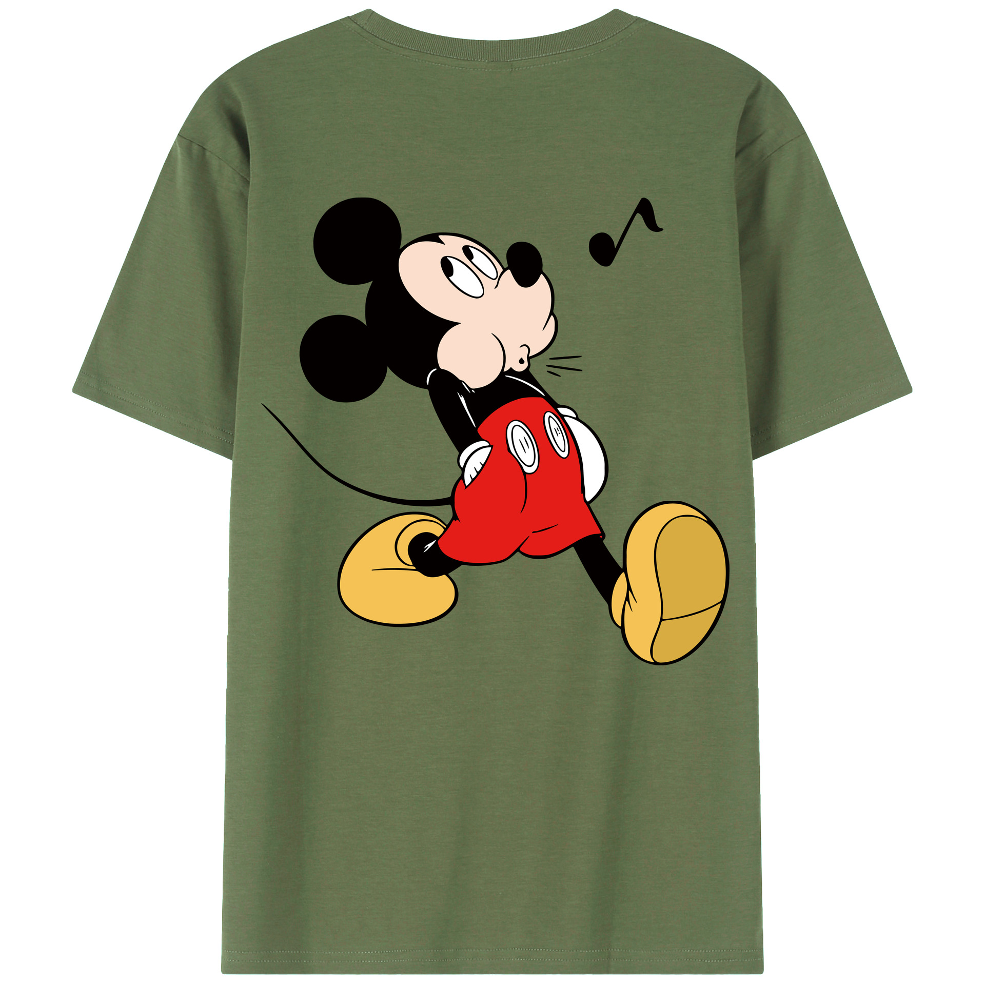 ミッキーマウス Mickey Mouse 綿100％ メンズ半袖Tシャツ（バックプリント） 通気性